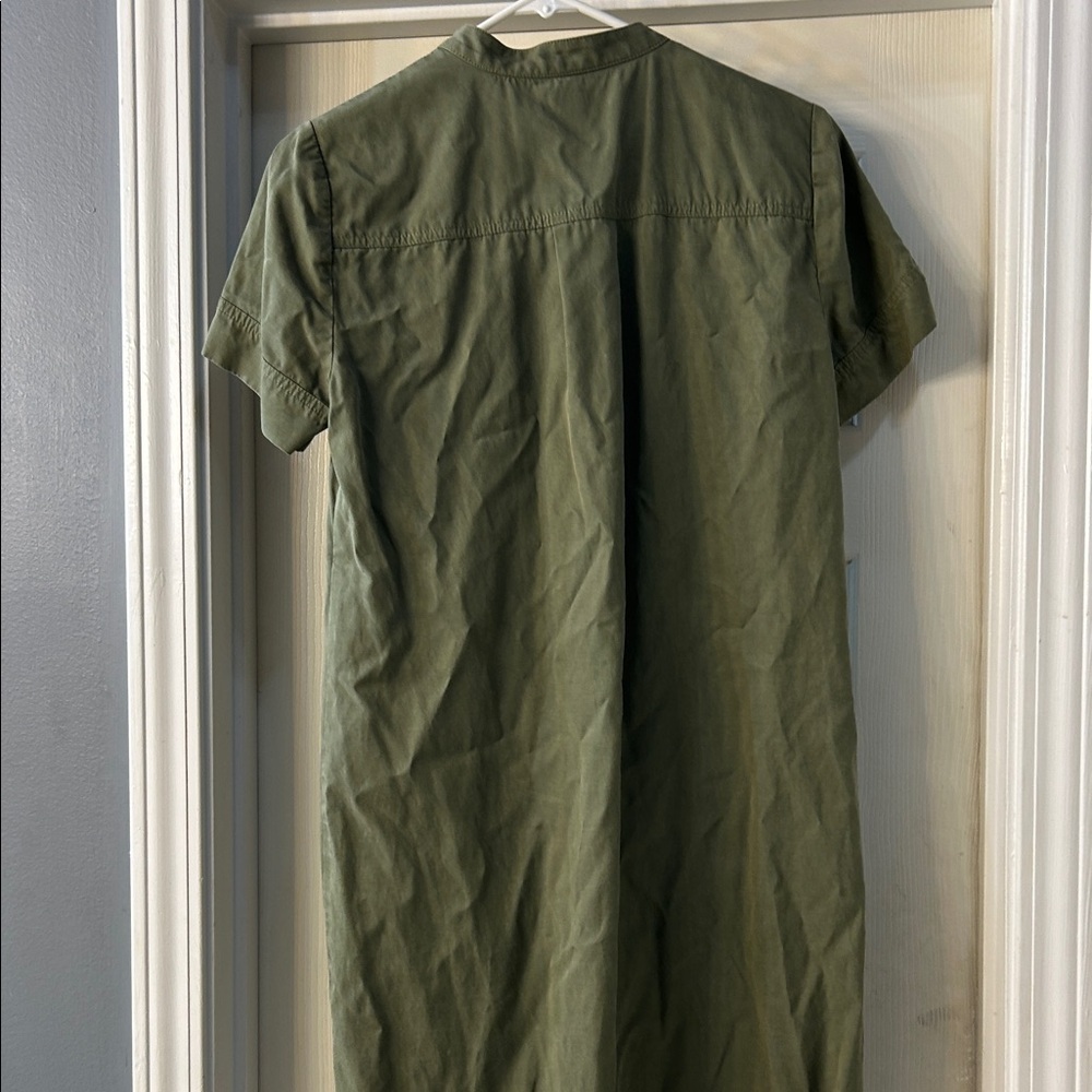 J. Crew Factory Khaki Green Mini Dress Minimalist Style Vacation Wear - Picture 8 of 10